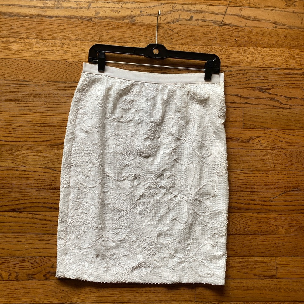 White Sequin Midi Skirt